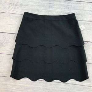 Nine West Skirt sz 8 Black Tiered Scalloped Hem Lined Short 20" Length New NWT